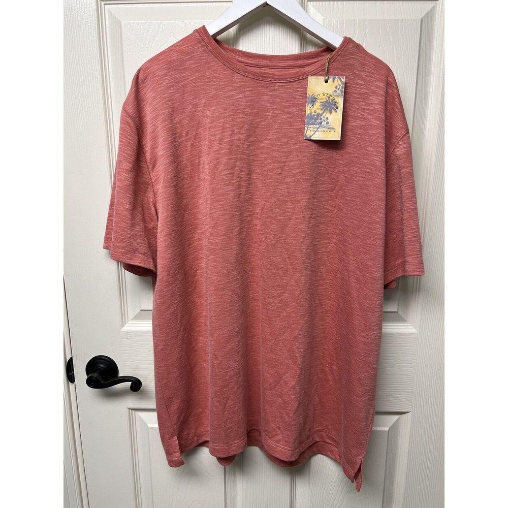NWT ISLAND REPUBLIC Men's Short Sleeve Shirt Sz‎ XXL Weathered Red Crew - #115